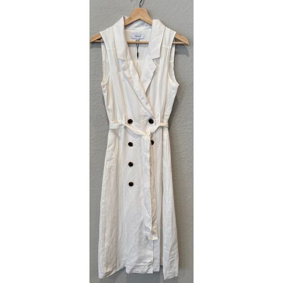 Reiss Mariah Linen Blend Belted Button Midi Dress Size US/6 - Picture 10 of 11
